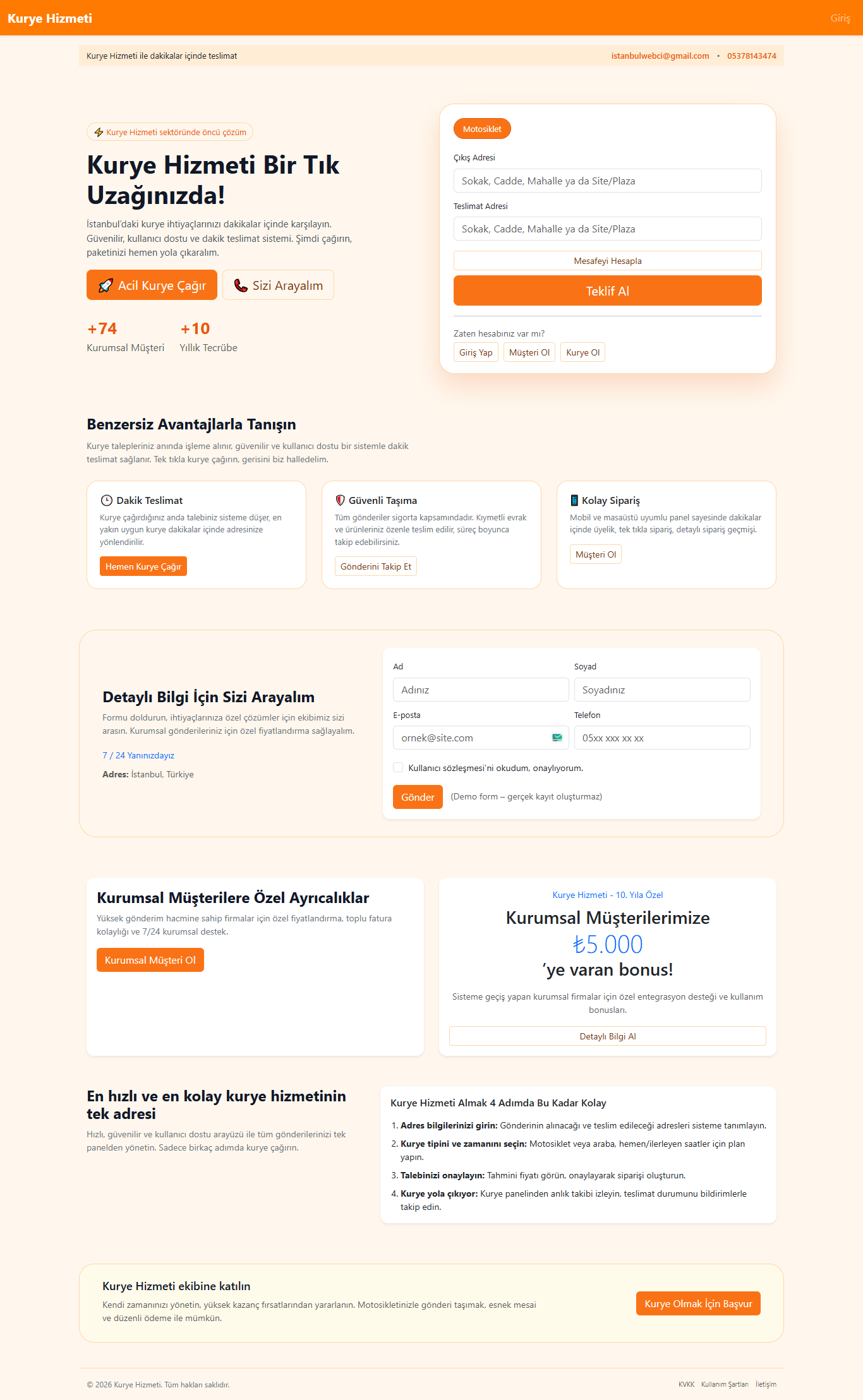 Motor Kurye teslimat scripti php